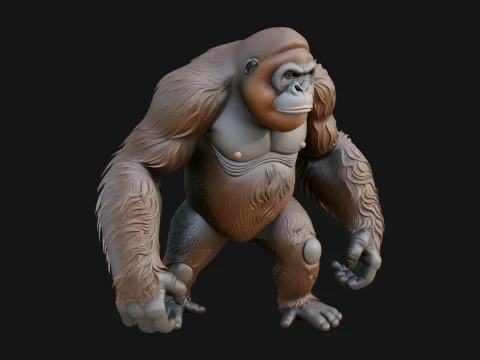 Orangutan Statue Design 3 - 3D Print Model 3D 프린트 모델