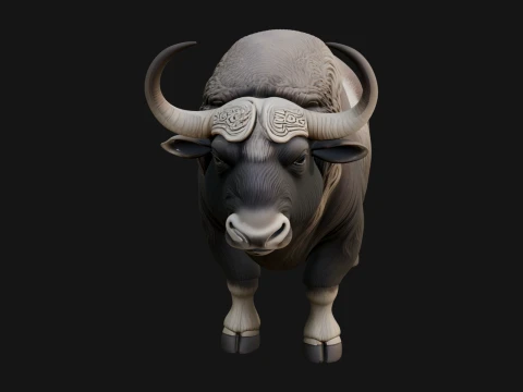 Water Buffalo Statue Design 11 - 3D Print Model 3D Print Model
