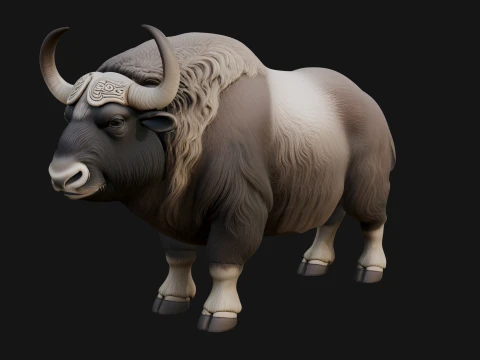 Water Buffalo Statue Design 11 - 3D Print Model 3D Print Model