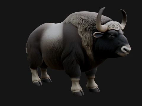 Water Buffalo Statue Design 11 - 3D Print Model 3D Print Model