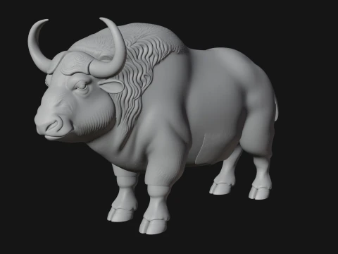 Water Buffalo Statue Design 11 - 3D Print Model 3D Print Model