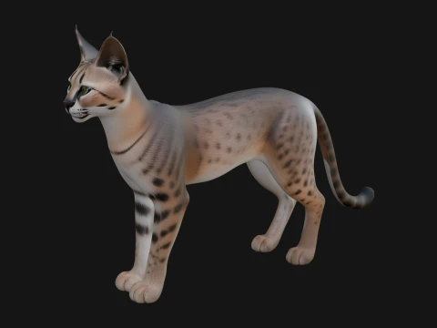 Serval Cat 동상 디자인 7 - 3D 인쇄 모델 3D 프린트 모델