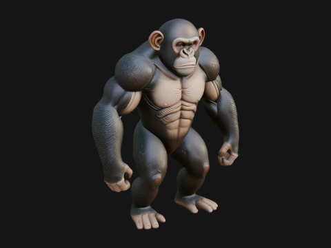 Chimpanzee Statue Design 4 - 3D Print Model 3D Print Model
