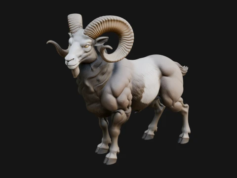 Ibex Goat Statue Design 10 - 3D Print Model 3D Print Model