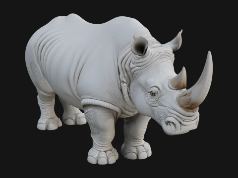 Gergedan Heykeli Tasarımı 6 - 3D Baskı Modeli 3D Baskı Modeli