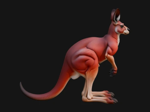 Kangaroo Statue Design 5 - 3D Print Model 3D Print Model