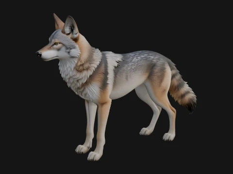 Gray Wolf Animal Statue Design 11 - 3D Print Model 3D Print Model