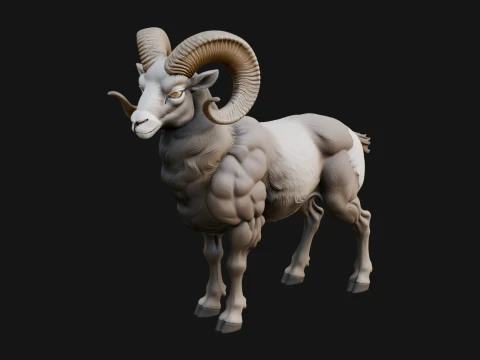 Ibex Goat Statue Design 11 - 3D Print Model Model do druku 3D