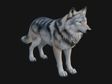 Gray Wolf Animal Statue Design 12 - 3D Print Model Modello di stampa 3D