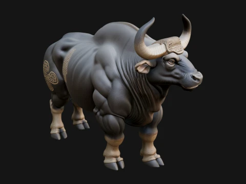 Water Buffalo Statue Design 13 - 3D Print Model 3D Print Model