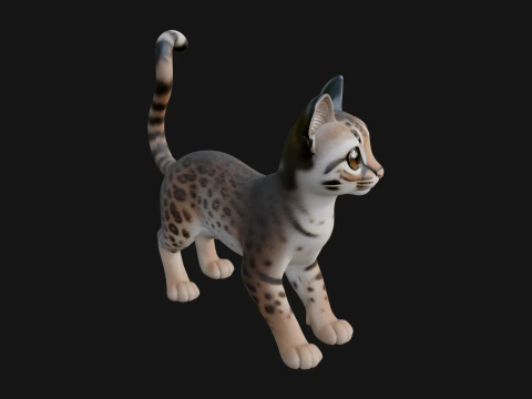 Serval Cat Statue Design 8 - 3D Print Model 3D 프린트 모델