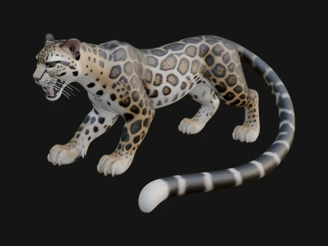 Clouded Leopard Statue Design 1 - 3D Print Model 3D 프린트 모델