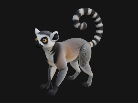 Ring Tailed Lemur Statue Design 3 - 3D Print Model 3D 프린트 모델