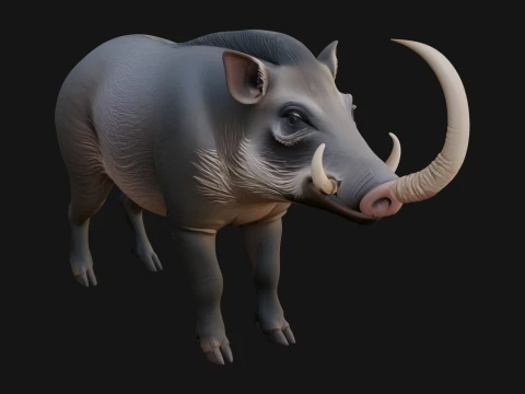 Wild Boar Statue Design 12 - 3D Print Model Modèles 3D en vedette