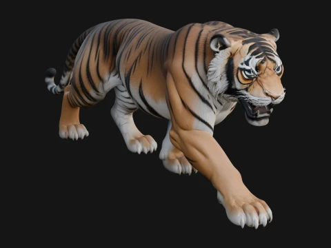 Bengal Tiger Statue Design 4 - 3D Print Model 3D 프린트 모델