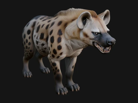 Spotted Hyena Statue Design 5 - 3D Print Model Model do druku 3D