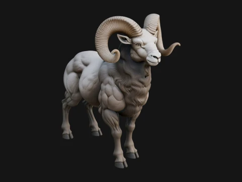 Ibex Goat Statue Design 12 - 3D Print Model 3D Baskı Modeli