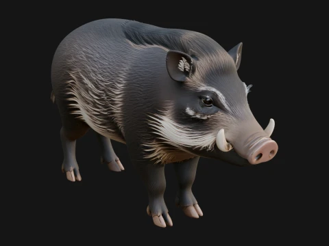 Wild Boar Statue Design 13 - 3D Print Model 3D Print Model