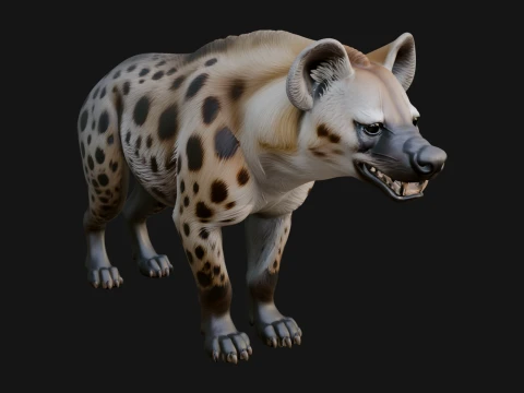 Spotted Hyena Statue Design 6 - 3D Print Model Model do druku 3D