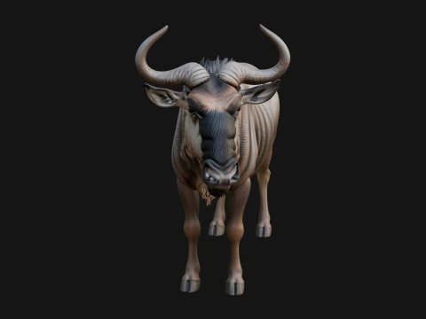 Wildebeest Statue Design 5 - 3D Print Model 3D Druckmodell