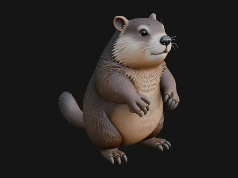 Marmot Statue Design 9 - 3D Print Model Modelo de Impressão 3D
