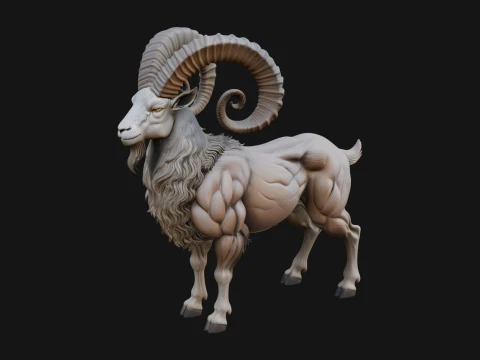 Ibex Goat Statue Design 13 - 3D Print Model 3D Print Model