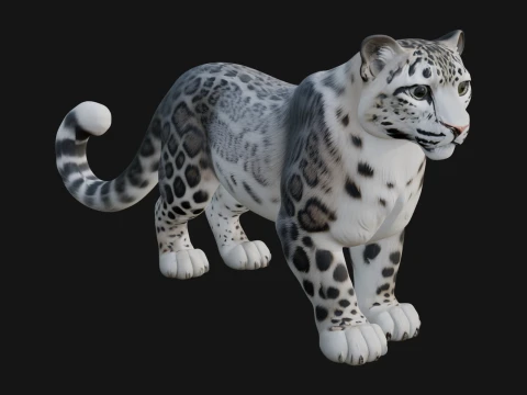 Snow Leopard Statue Design 5 - 3D Print Model 3D 프린트 모델