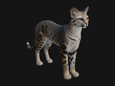 Serval Cat Statue Design 9 - 3D Print Model 3D 프린트 모델