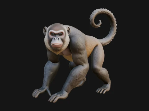 Monkey Statue Design 25 - 3D Print Model Modello di stampa 3D
