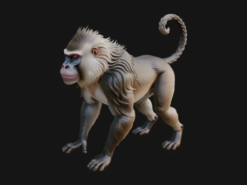 Baboon Statue Design 8 - 3D Print Model 3D Принт Модель