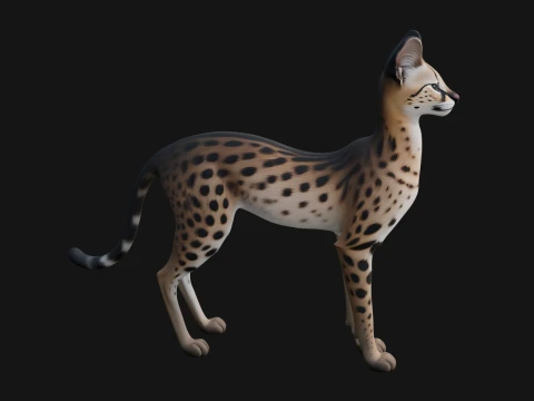Serval Cat Statue Design 10 - 3D Print Model 3D 프린트 모델
