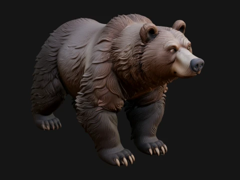 Brown Bear Statue Design 7 - 3D Print Model 3D Print Model