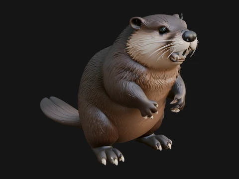 Beaver Statue Design 4 - 3D Print Model Modelo de Impressão 3D