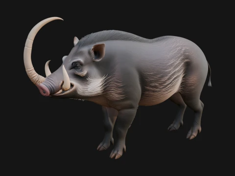 Wild Boar Statue Design 15 - 3D Print Model Modèles 3D en vedette