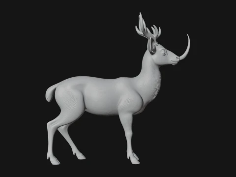 Stag Deer Statue Design 19 - 3D Print Model 3D Print Model