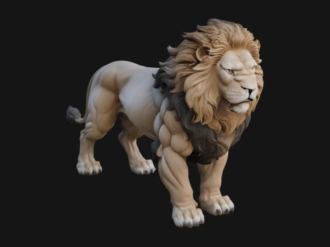 Male Lion Animal Statue Design 2 - 3D Print Model 3D 프린트 모델