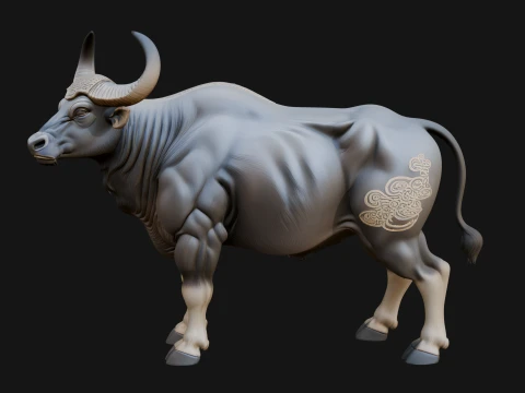 Water Buffalo Statue Design 14 - 3D Print Model 3D Print Model