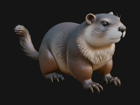 Marmot Statue Design 10 - 3D Print Model 3Dプリントモデル