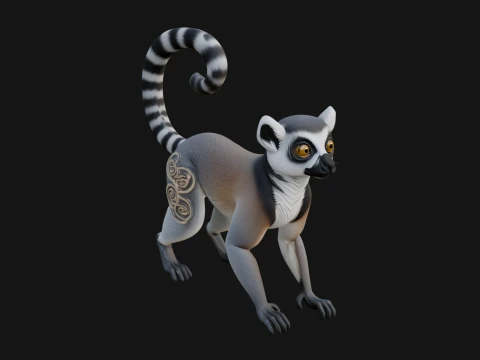 Ring Tailed Lemur Statue Design 5 - 3D Print Model 3D Print Model