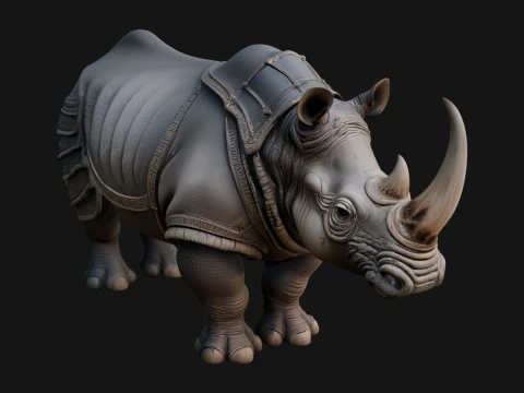 Rhinoceros Statue Design 8 - 3D Print Model Modelo de impresión 3D