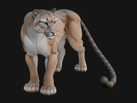 Mountain Lion Statue Design 4 - 3D Print Model 3D 프린트 모델
