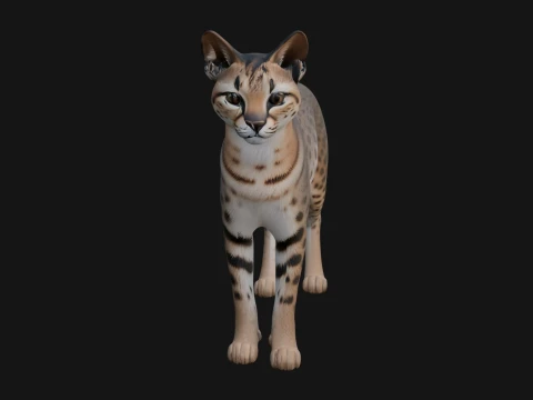 Serval Cat Statue Design 11 - 3D Print Model 3D 프린트 모델