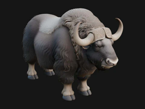 Musk Ox Statue Design 9 - 3D Print Model 3Dプリントモデル