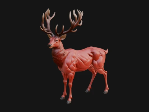 Stag Deer Statue Design 21 - 3D Print Model Model do druku 3D