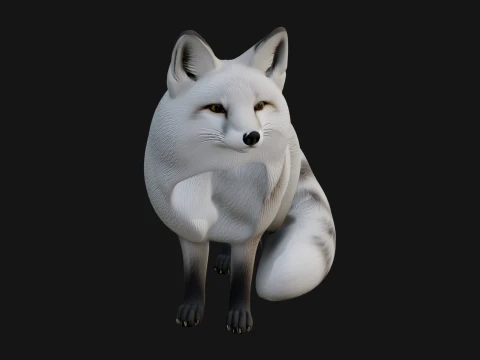 Arctic Fox Statue Design 2 - 3D Print Model 3D Print Model