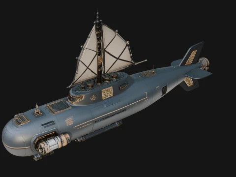 Steampunk Submersible Model Design 54 - 3D Print Model 3D Print Model