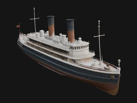 Vintage Cargo Steamer Model Design 5 - 3D Print Model Modelo de impresión 3D