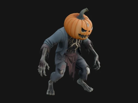 Pumpkin Headed Zombie Statue Design 3 - 3D Print Model 3D Print Model