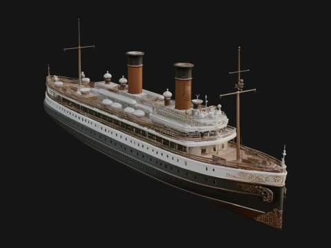 Vintage Cargo Steamer Model Design 6 - 3D Print Model 3D Print Model