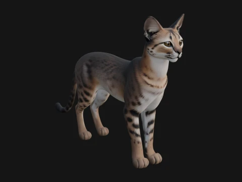 Serval Cat Statue Design 12 - 3D Print Model 3D 프린트 모델